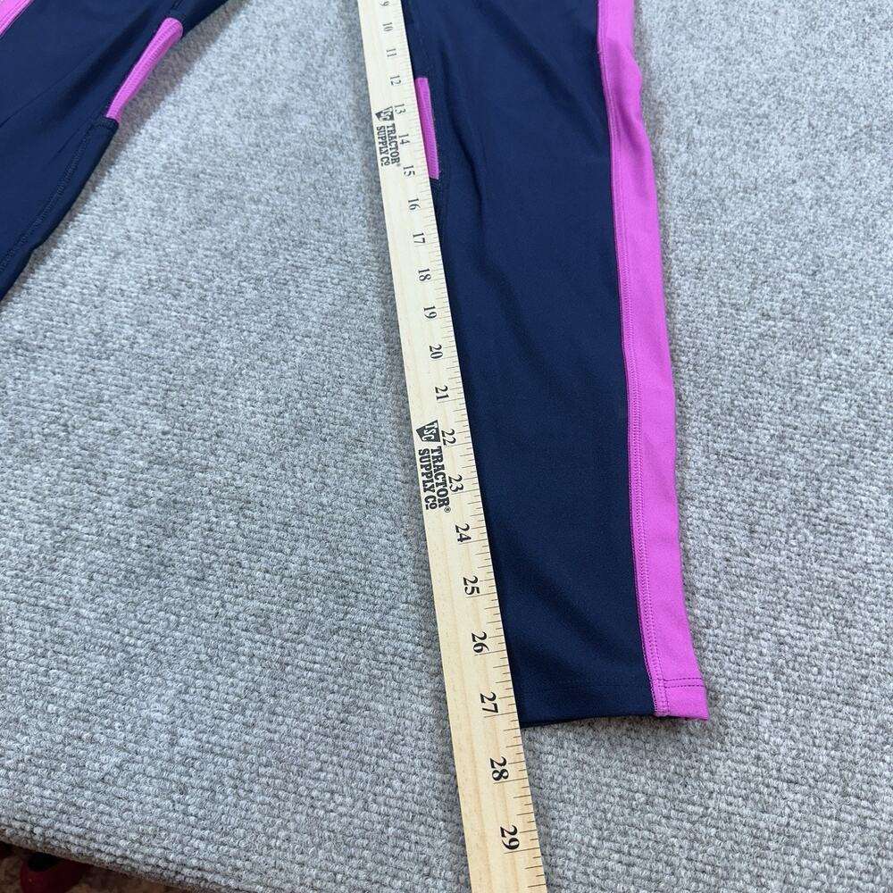 Under Armour HeatGear Compression Leggings Womens M Navy Pink Athletic Running - Picture 4 of 9